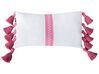 Set of 2 Cotton Cushions with Tassels 30 x 50 cm White and Pink LOVELY_911636