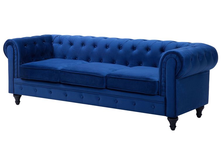 Velvet Living Room Set Navy Blue CHESTERFIELD Beliani.co.uk