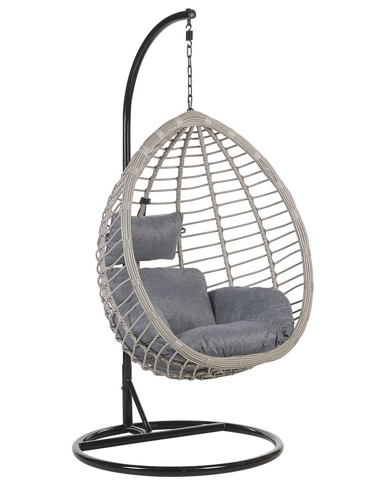 PE Rattan Hanging Chair with Stand Grey TOLLO_763791