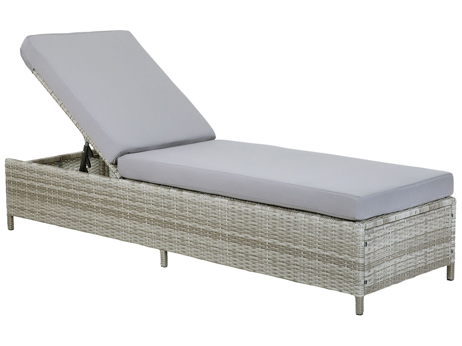 Gartenliege Rattan grau Auflage grau TURIN II Beliani.de