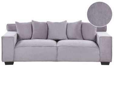 3-Sitzer Sofa Cord hellgrau mit Kissen VISKAN