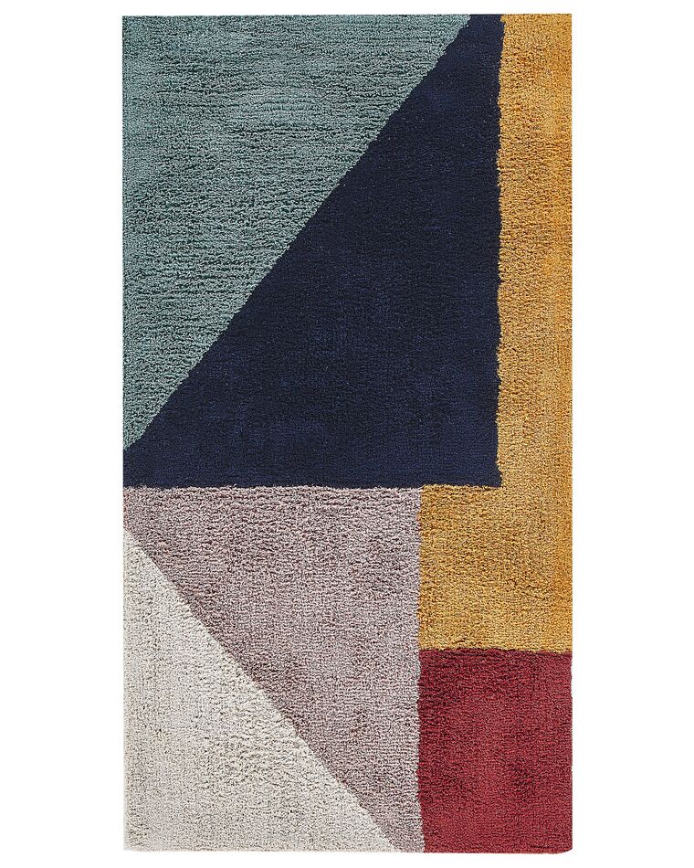 Teppich Baumwolle 80 x 150 cm mehrfarbig geometrisches Muster Kurzflor JALGAON_816908