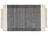 Teppich Wolle schwarz / cremeweiß 140 x 200 cm Streifenmuster Kurzflor ATLANTI_850082