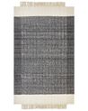 Teppich Wolle schwarz / cremeweiss 140 x 200 cm Streifenmuster Kurzflor ATLANTI_850082