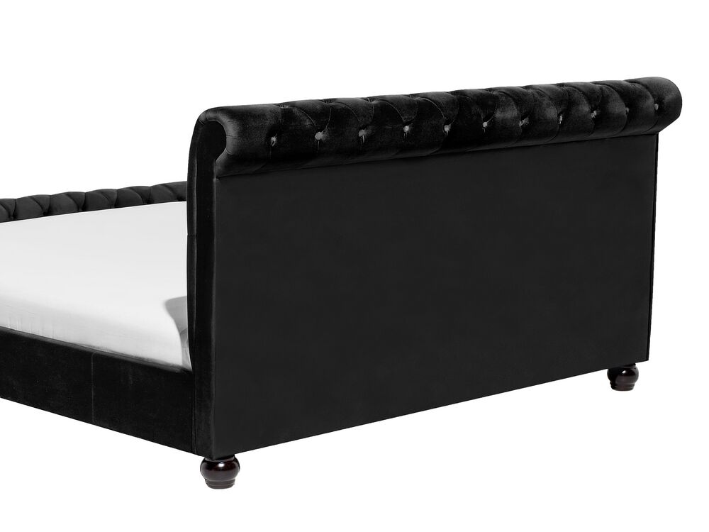 Velvet EU Super King Size Bed Black AVALLON Beliani.co.uk