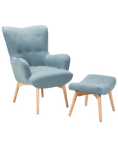 Sessel blau mit Hocker VEJLE
