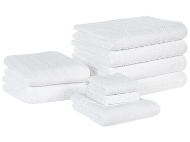 Set of 9 Cotton Terry Towels White MITIARO