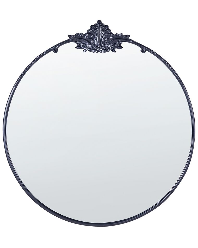 Okrúhle kovové nástenné zrkadlo ⌀ 67 cm čierne SOMMANT_900157