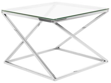 Glass Top Coffee Table Silver BEVERLY