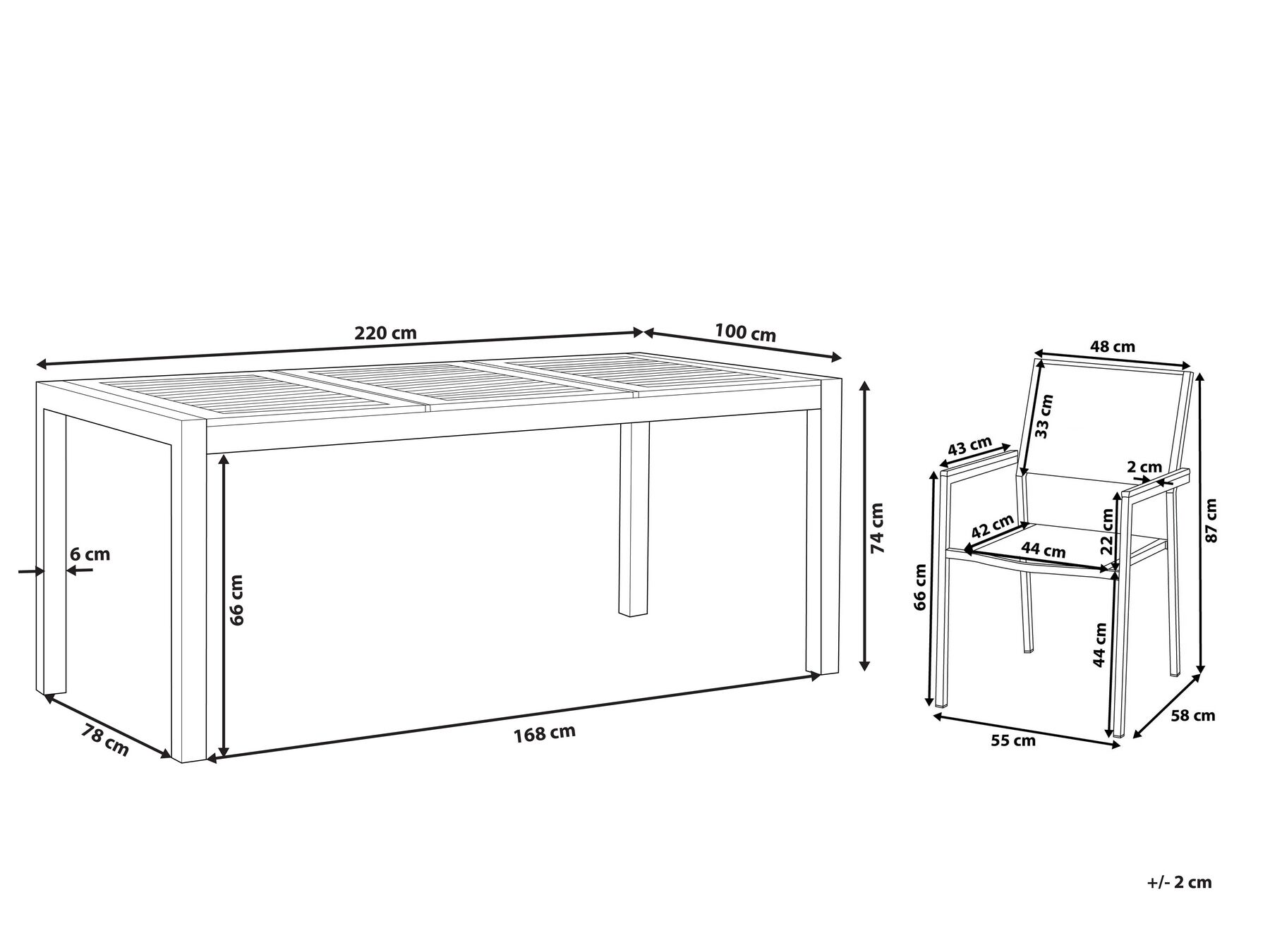 Gartenmöbel Set Eukalyptusholz 220 cm 8-Sitzer Textilbespannung grau