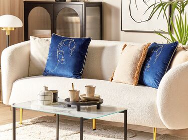 Set of 2 Velvet Cushions 45 x 45 cm Blue CROCUS