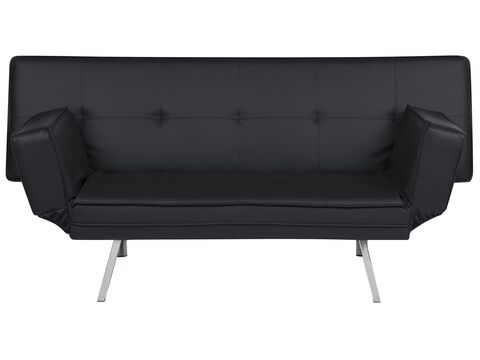 Faux Leather Sofa Bed Black Bristol, Modern Black Leather Sofa With Chrome Legs