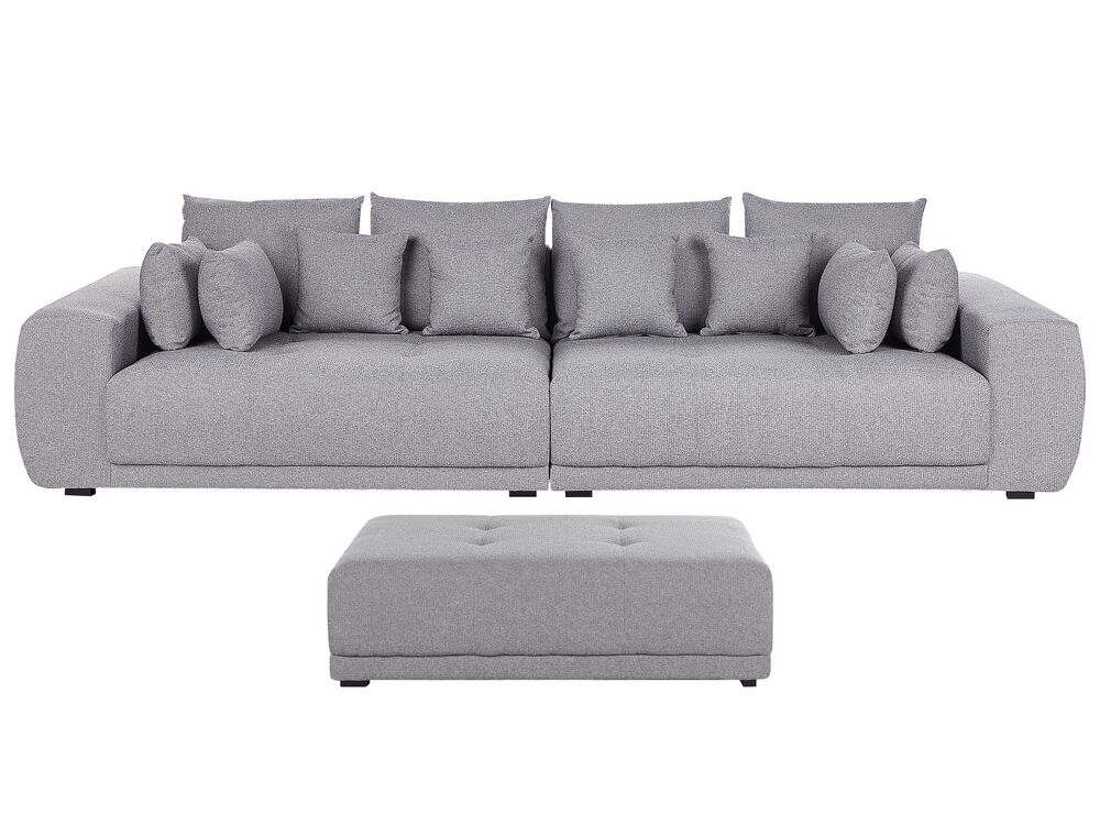 4 Seater Fabric Sofa with Ottoman Grey TORPO Beliani