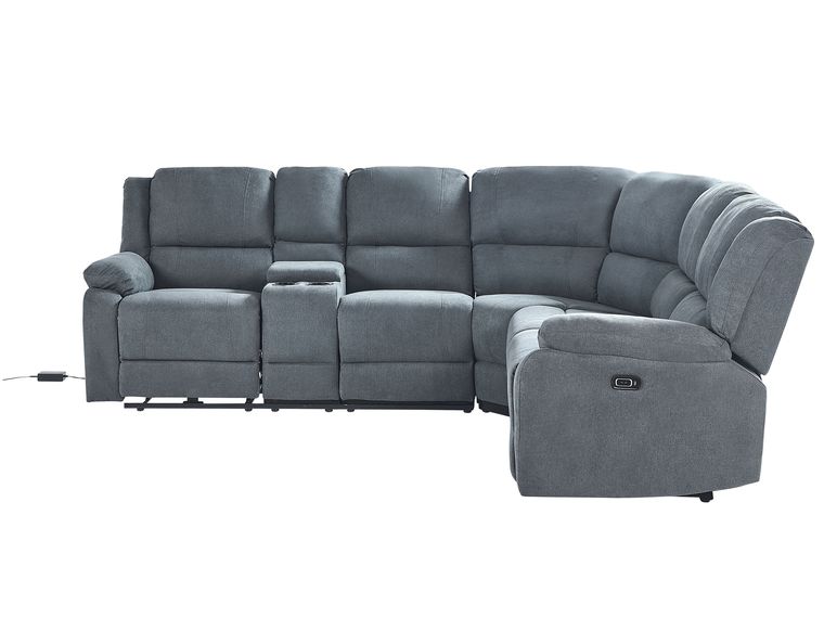 Corner Fabric Electric Recliner Sofa with USB Port Grey ROKKE Beliani