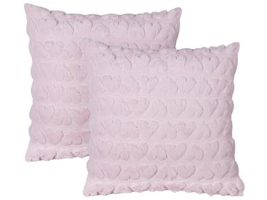 Set of 2 Tufted Cushions Hearts Pattern 45 x 45 cm Pink ASTRANTIA
