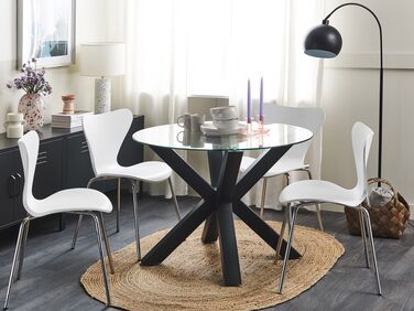 Glass Top Round Dining Table ⌀ 100 cm Black OTIUM
