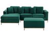 Right Hand Velvet Corner Sofa with Ottoman Emerald Green OSLO_744140
