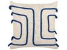 Set of 2 Cotton Cushions Abstract Pattern 45 x 45 cm Beige and Navy Blue PLEIONE_840306
