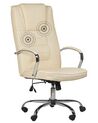 Fotel biurowy regulowany z funkcją masażu ekoskóra beżowy GRANDEUR_816084