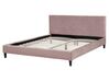 Łóżko welurowe 160 x 200 cm różowe FITOU_900407