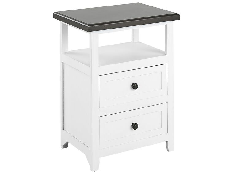 2 Drawer Bedside Table White with Brown LAYOLA_829781