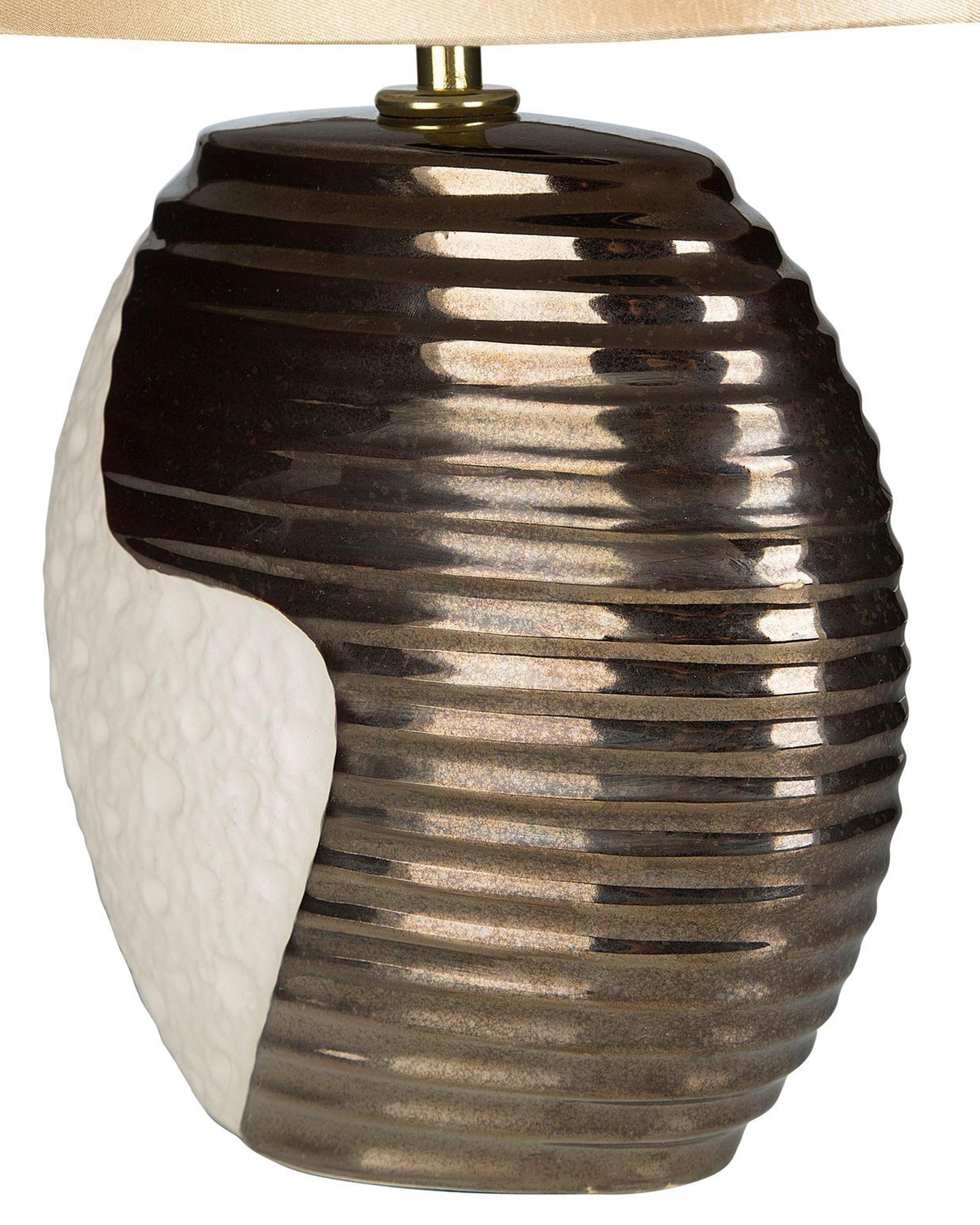 Bézs és bronzszínű porcelán éjjeli lámpa 41 cm ESLA_748571