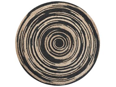 Teppich Jute beige-schwarz ⌀ 140 cm ARTORA