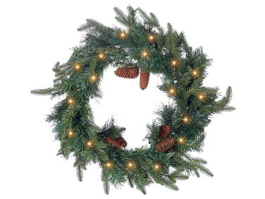 Osvícený vánoční věnec ⌀ 60 cm zelený KAMERUN