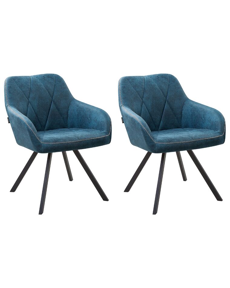 Set of 2 Fabric Dining Chairs Blue MONEE_724780