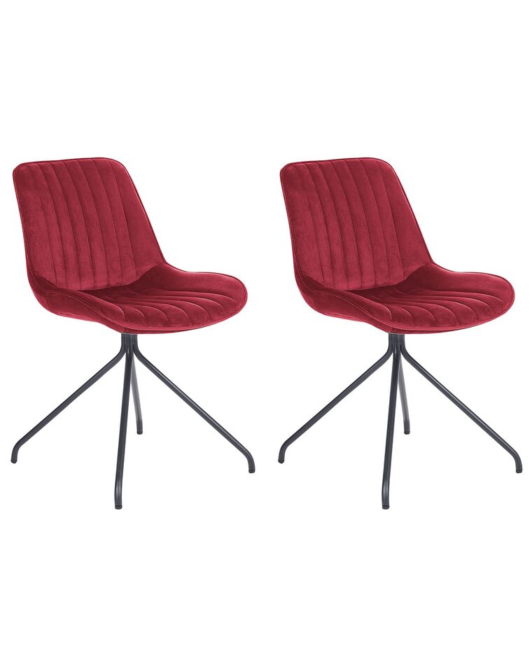 Lot de 2 chaises de salle à manger en velours rouge NAVASOTA_860864