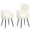 Set of 2 Boucle Dining Chairs White SANILAC_877433