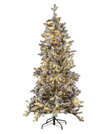 Künstlicher Weihnachtsbaum mit LED Beleuchtung schneebedeckt 180 cm weiß TATLOW