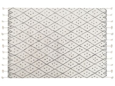 Teppich Baumwolle weiss / schwarz 140 x 200 cm cm Kurzflor AGADIR