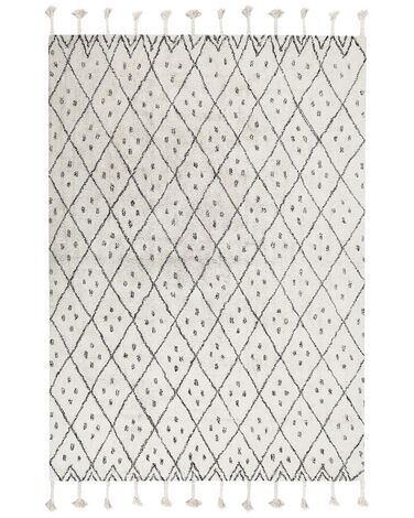 Teppich Baumwolle weiß / schwarz 140 x 200 cm cm Kurzflor AGADIR