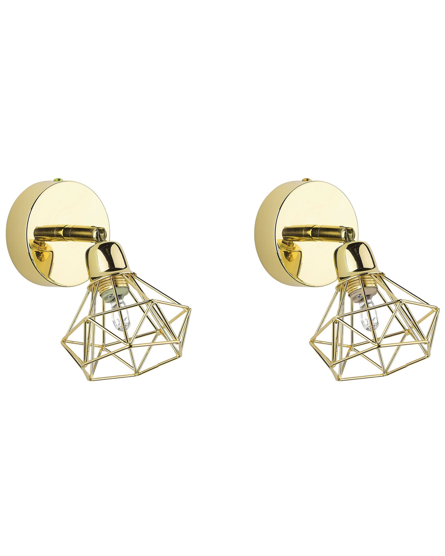 Moderne Wandlampe Metall Lampenschirm in Diamantenform gold 2er Set Erma 