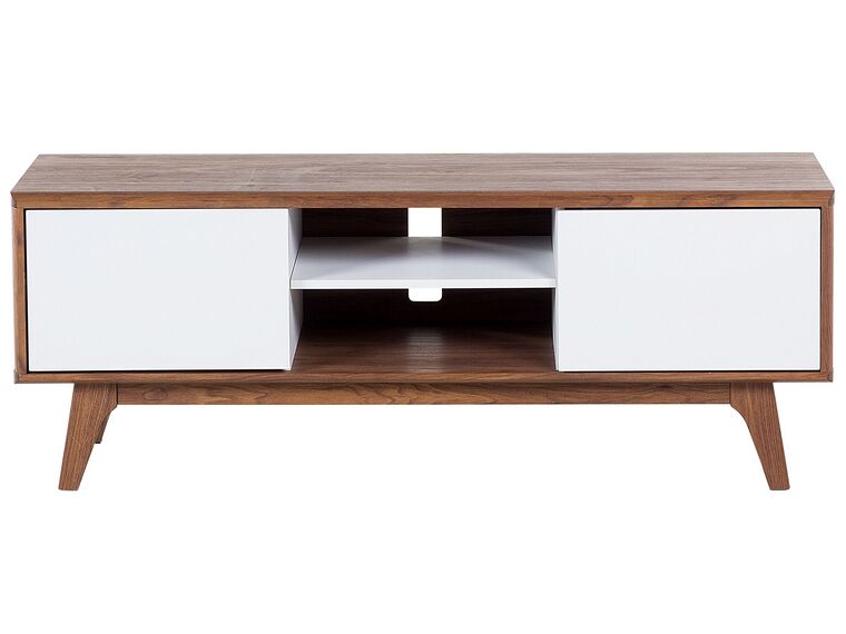 TV Stand Dark Wood with White ROCHESTER Beliani.co.uk