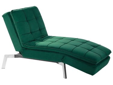 Chaise-longue ajustável em veludo verde esmeralda LOIRET