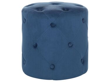 Pouf en velours bleu foncé ⌀ 40 cm COROLLA