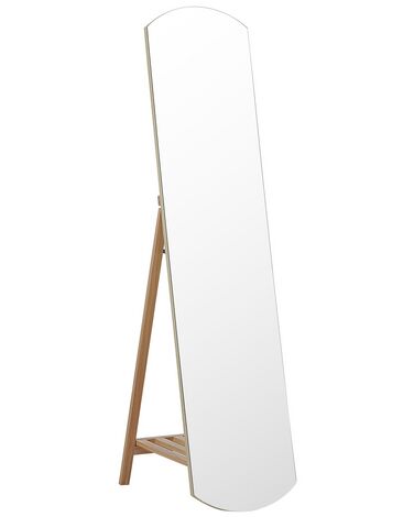 Standing Mirror with Shelf 35 x 150 cm Light Wood CHERBOURG