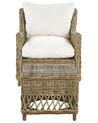 Set of 2 Rattan Garden Chairs with Footstool Natural RIBOLLA_824020
