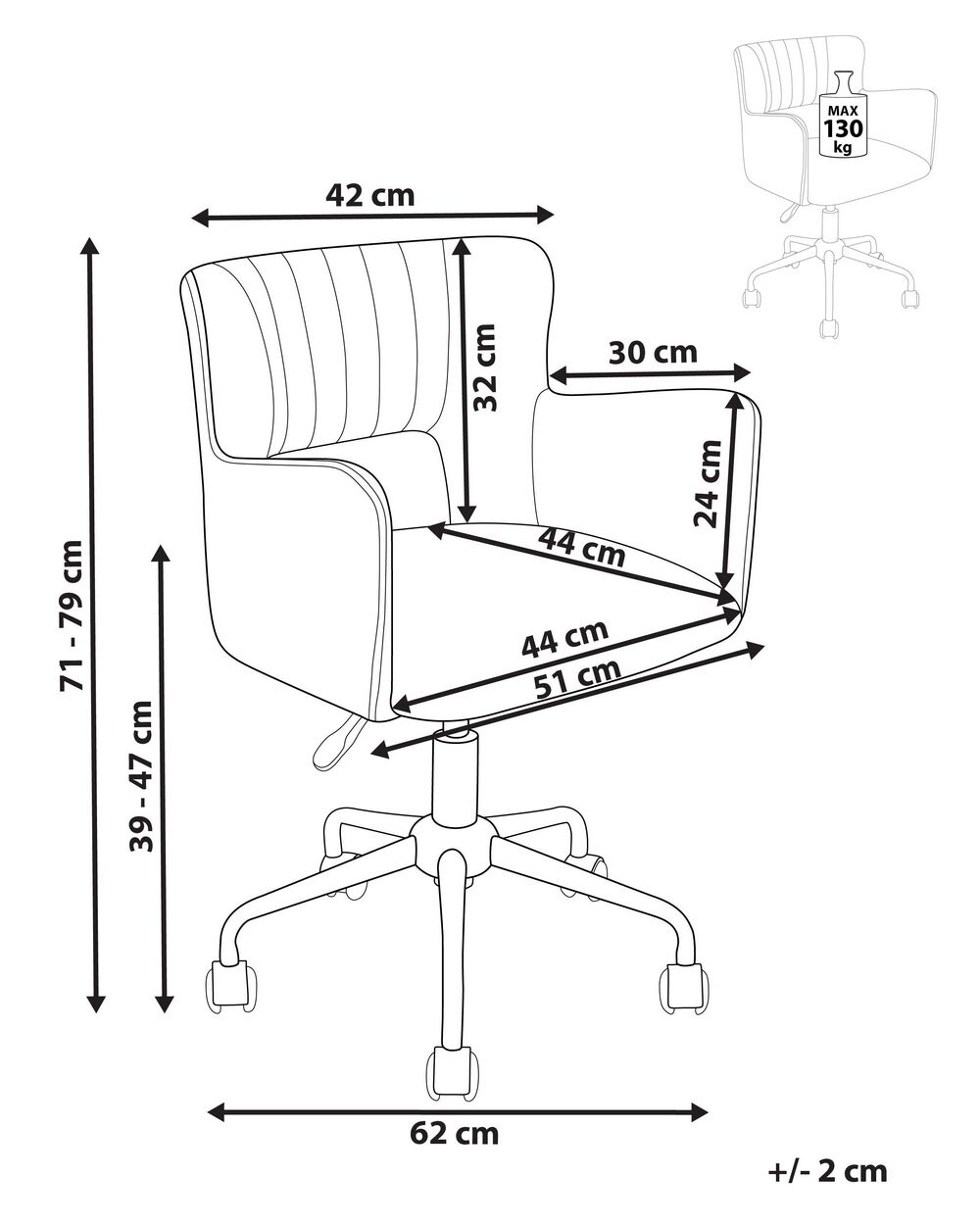 Sedia da ufficio velluto tortora SANILAC 