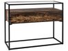 2 Drawer Glass Top Console Table Dark Wood and Black MAUK_829053