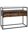 2 Drawer Glass Top Console Table Dark Wood and Black MAUK_829053