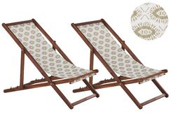 Aurinkotuoli akasiapuu tumma puu/beige 2 kpl ANZIO