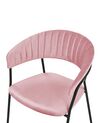 Sæt med 2 spisebordsstole i fløjl lyserød MARIPOSA_871965