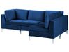 Left Hand 4 Seater Modular Velvet Corner Sofa Blue EVJA_859997