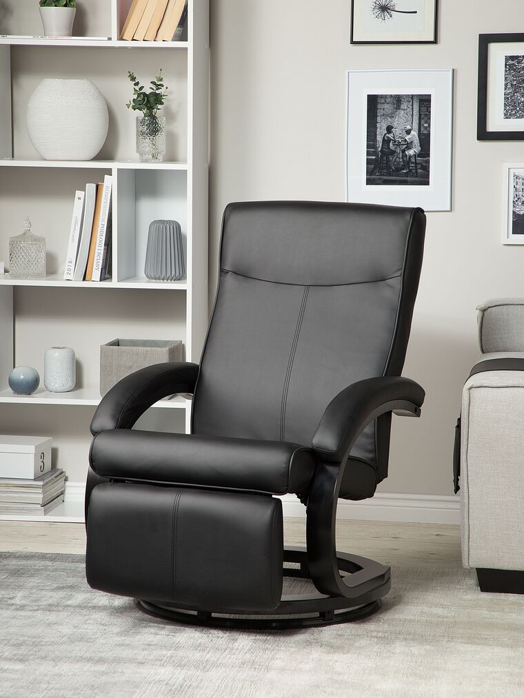 Faux Leather Recliner Chair Black MIGHT Beliani.co.uk
