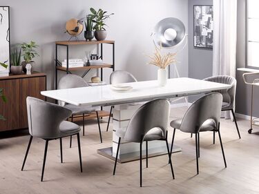 Spisebord uttrekkbart rustfritt stål 180/220 x 90 cm hvit HAMLER