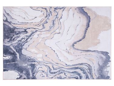 Alfombra beige arena/azul oscuro/blanco 140 x 200 cm GEBZE