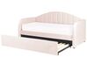 Łóżko wysuwane welurowe 90 x 200 cm różowe EYBURIE_844369